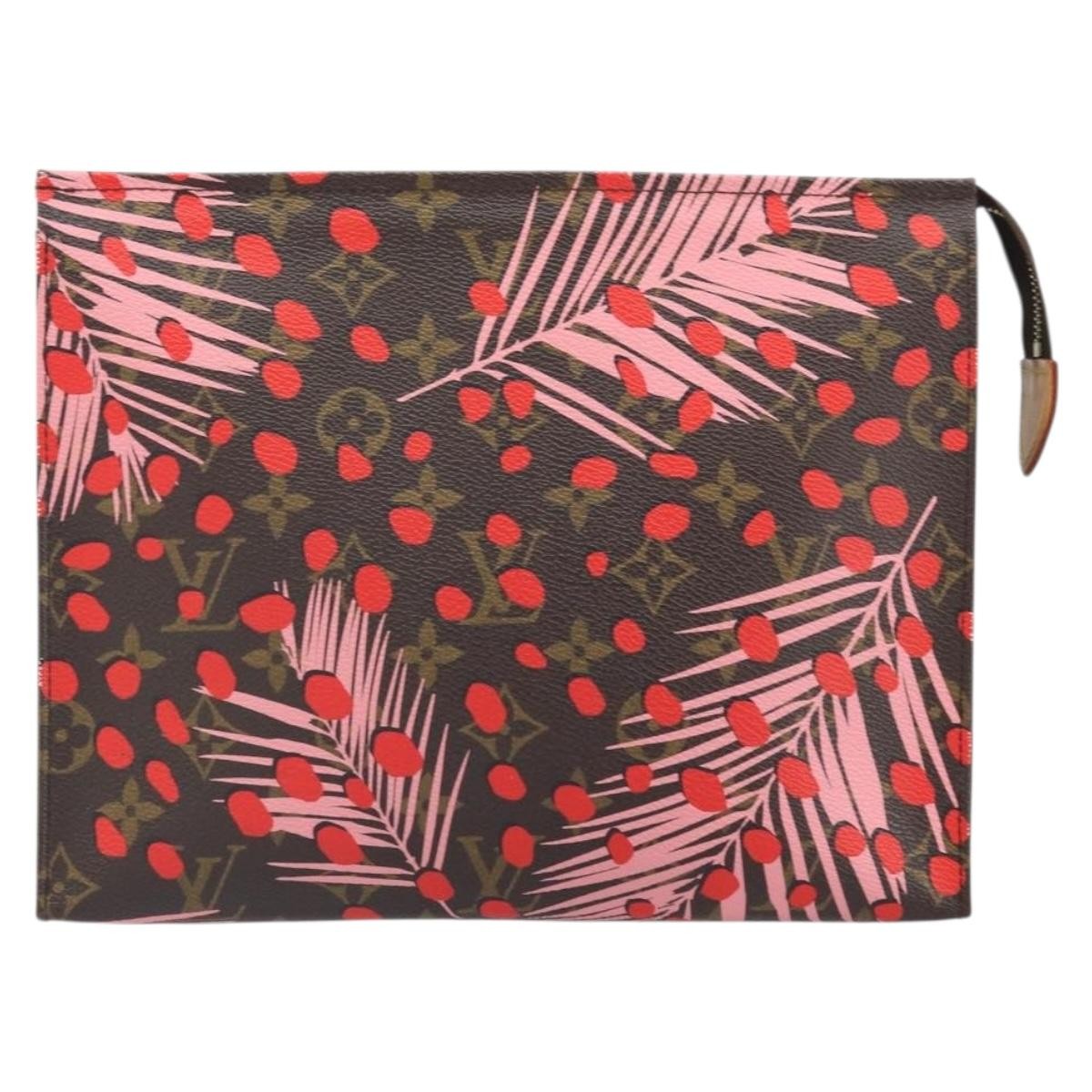 Louis Vuitton Toiletry Pouch Limited Edition Monogram Jungle Dots Red Canvas Clutche & Pouche Bag (Authentic Pre-Loved)