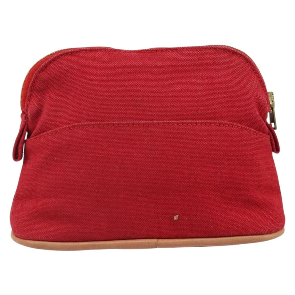 Hermes Bolide Travel Pouch Canvas Red Canvas Clutche & Pouche Bag (Pre-Loved)