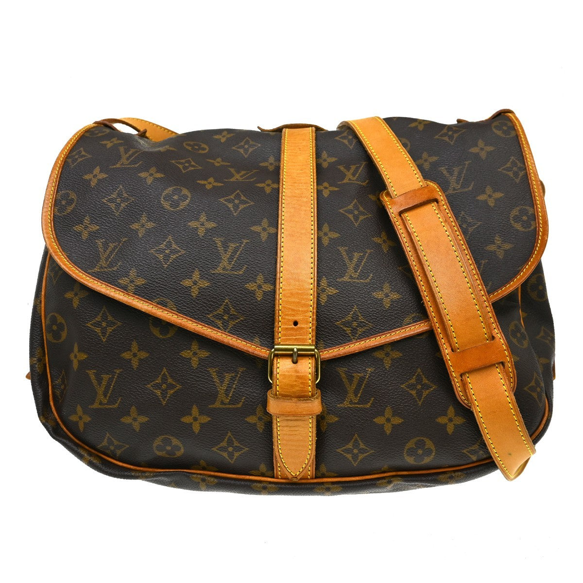 Louis Vuitton Louis Vuitton Saumur Handbag Monogram Canvas Brown Canvas Shoulder Bag Bag (Pre-Loved)