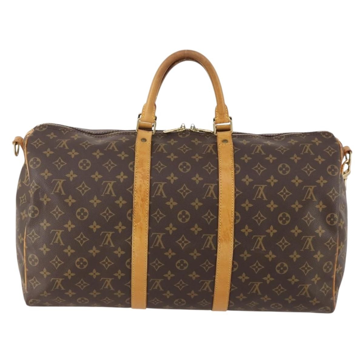 Louis Vuitton Keepall Bandouliere Bag Monogram Canvas Brown Canvas Travel Bag Bag (Authentic Pre-Loved)