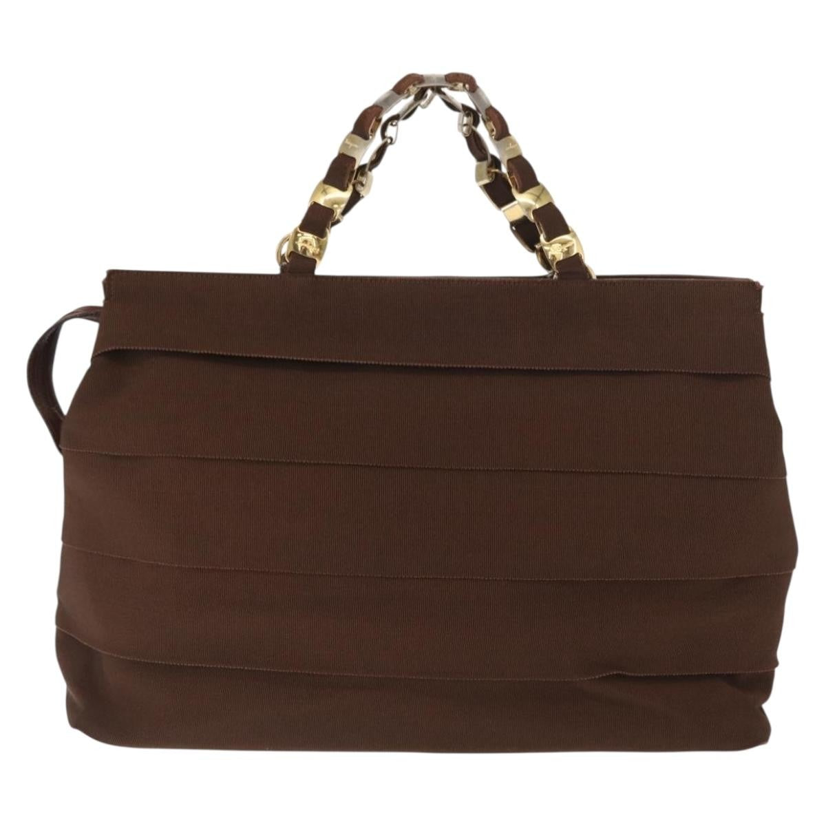 Salvatore Ferragamo Vala Tote Canvas Brown Canvas Tote Bag Bag (Authentic Pre-Loved)