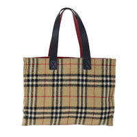 Burberry Nova Check Blue Label Cotton Beige Cotton Tote Bag Bag (Pre-Loved)