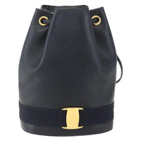 Salvatore Ferragamo Vala Backpack Leather Navy Leather Backpack Bag (Authentic Pre-Loved)