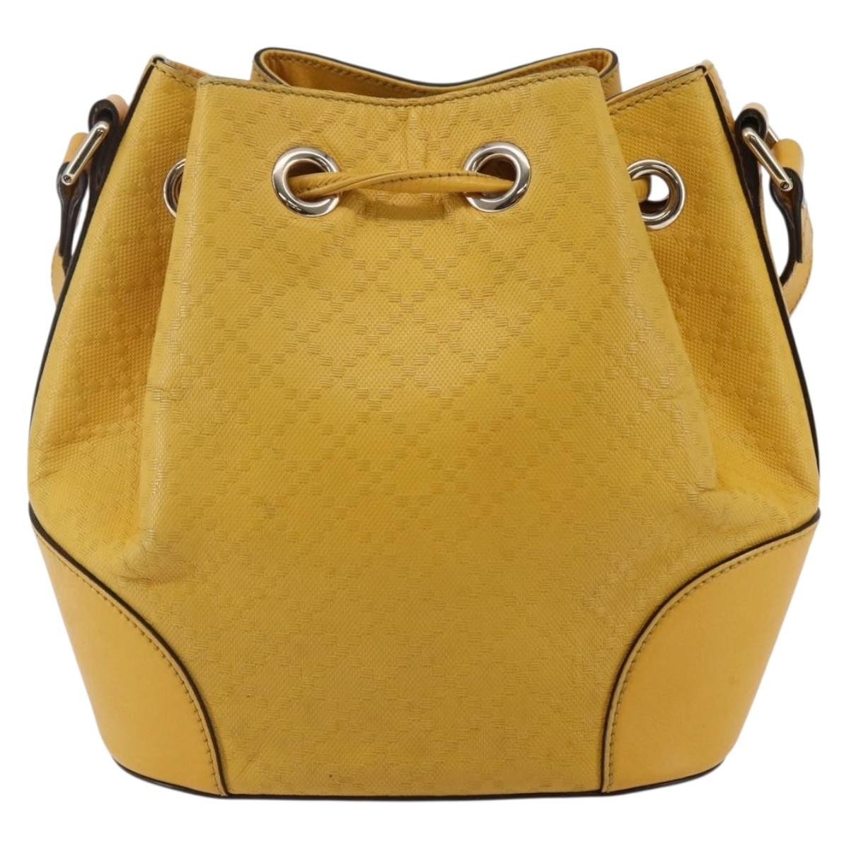 Gucci Bright Bucket Bag Diamante Leather Yellow Leather Shoulder Bag Bag (Authentic Pre-Loved)