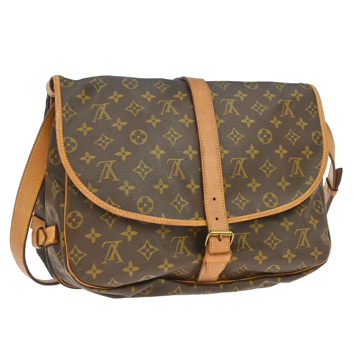 Louis Vuitton Louis Vuitton Saumur Handbag Monogram Canvas Brown Canvas Shoulder Bag Bag (Authentic Pre-Loved)