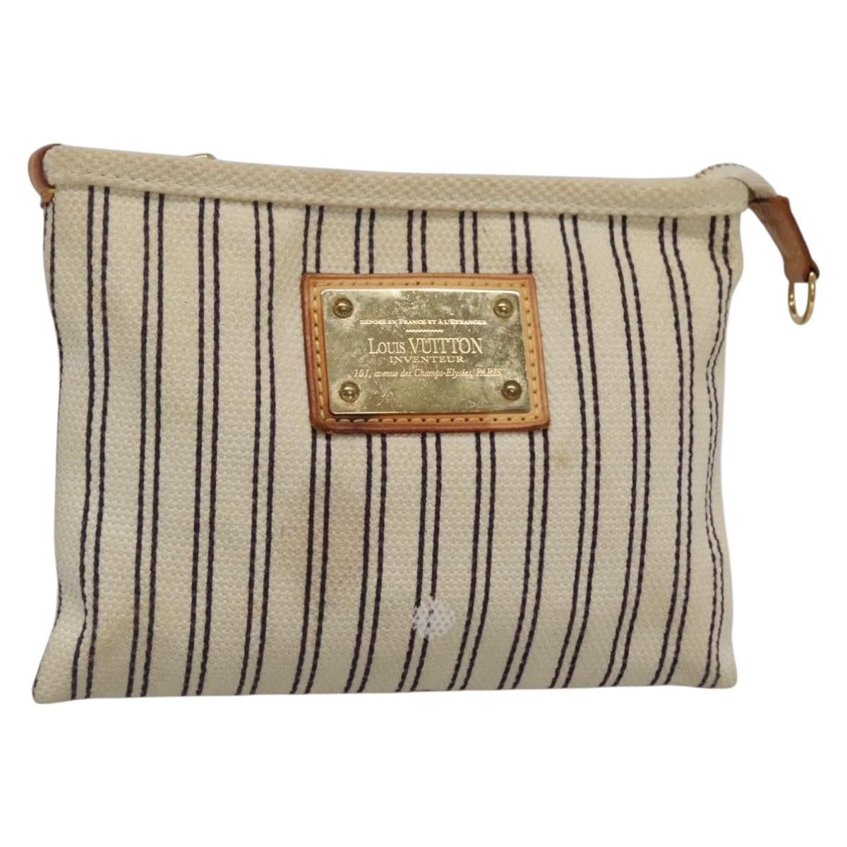 Louis Vuitton Antigua Pouch Canvas White Canvas Bag (Authentic Pre-Loved)