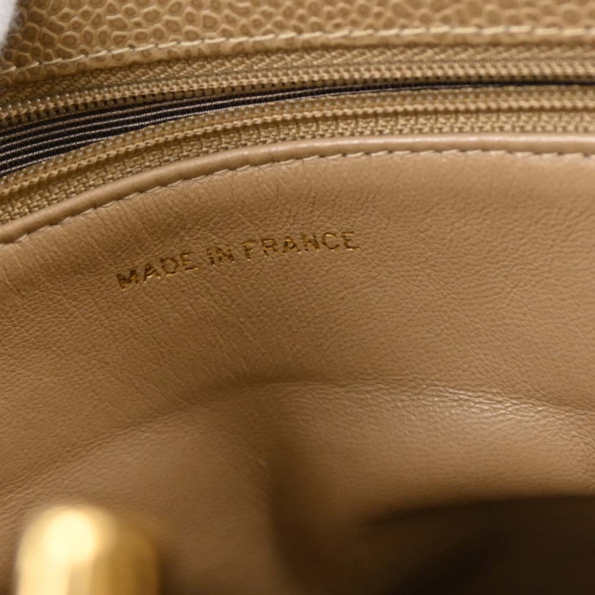 Chanel Vintage Cc Lock Pocket Tote Quilted Caviar Beige Leather Tote Bag Bag (Authentic Pre-Loved)