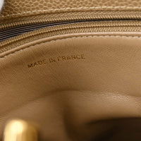 Chanel Vintage Cc Lock Pocket Tote Quilted Caviar Beige Leather Tote Bag Bag (Authentic Pre-Loved)