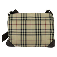 Burberry Vintage Flap Crossbody Bag Haymarket Canvas Beige Nylon Shoulder Bag Bag (Authentic Pre-Loved)