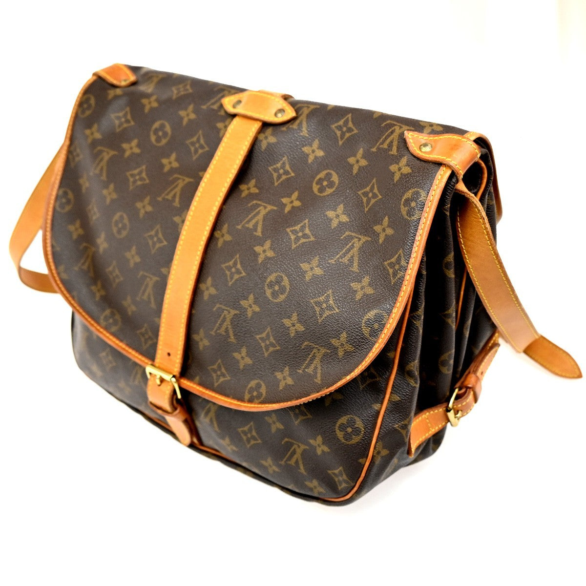 Louis Vuitton Saumur Handbag Monogram Canvas Brown Canvas Shoulder Bag Bag (Authentic Pre-Loved)