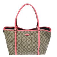 Gucci Joy Tote Gg Coated Canvas With Leather Brown Leather Tote Bag Bag (Pre-Loved)