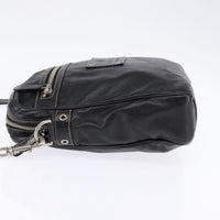 Gucci Front Zip Messenger Leather Black Leather Shoulder Bag Bag (Pre-Loved)