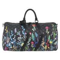 Louis Vuitton Keepall Bandouliere Bag Limited Edition Foliage Monogram Eclipse Black Canvas Travel Bag Bag (Pre-Loved)