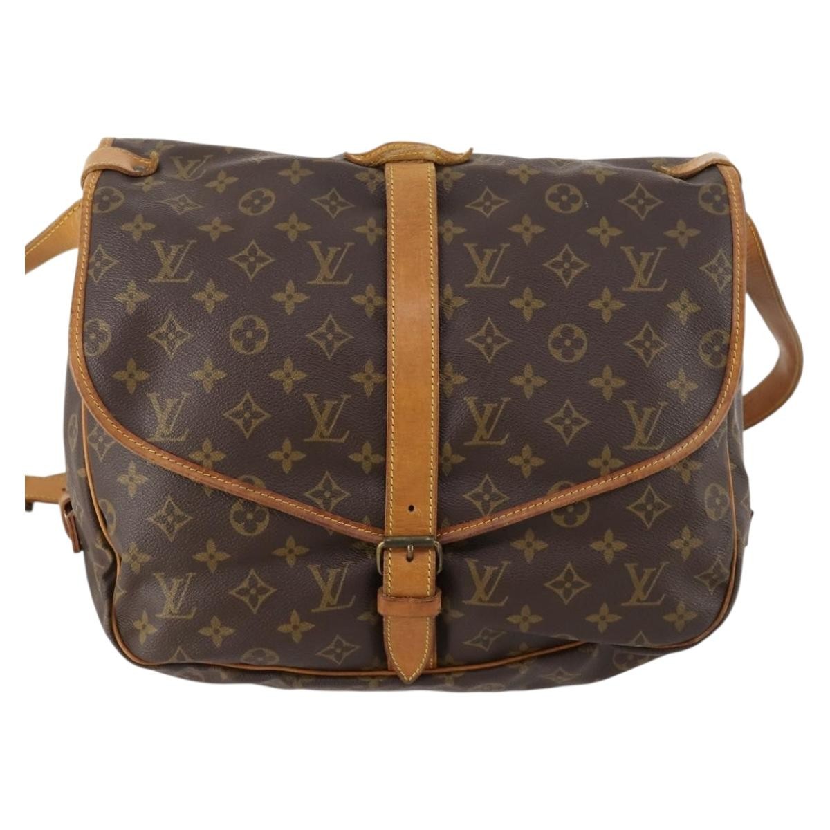 Louis Vuitton Saumur Handbag Monogram Canvas Brown Canvas Shoulder Bag Bag (Pre-Loved)