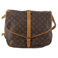 Louis Vuitton Saumur Handbag Monogram Canvas Brown Canvas Shoulder Bag Bag (Pre-Loved)