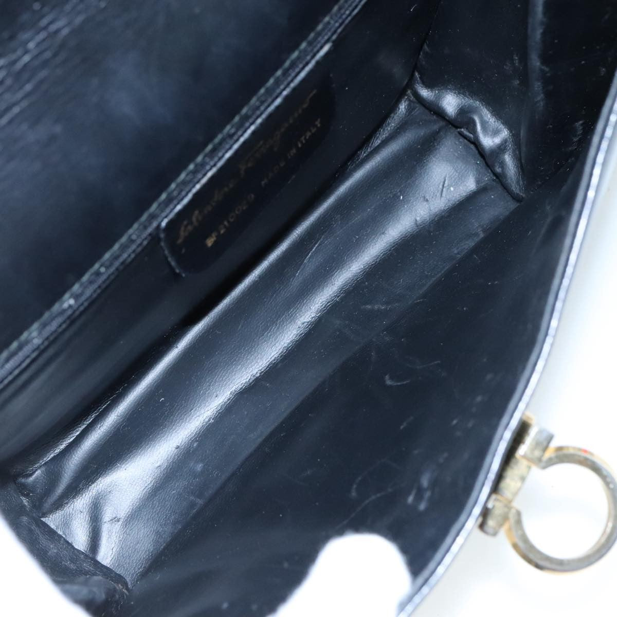 Salvatore Ferragamo Gancini Flap Shoulder Bag Leather Black Leather Shoulder Bag Bag (Authentic Pre-Loved)