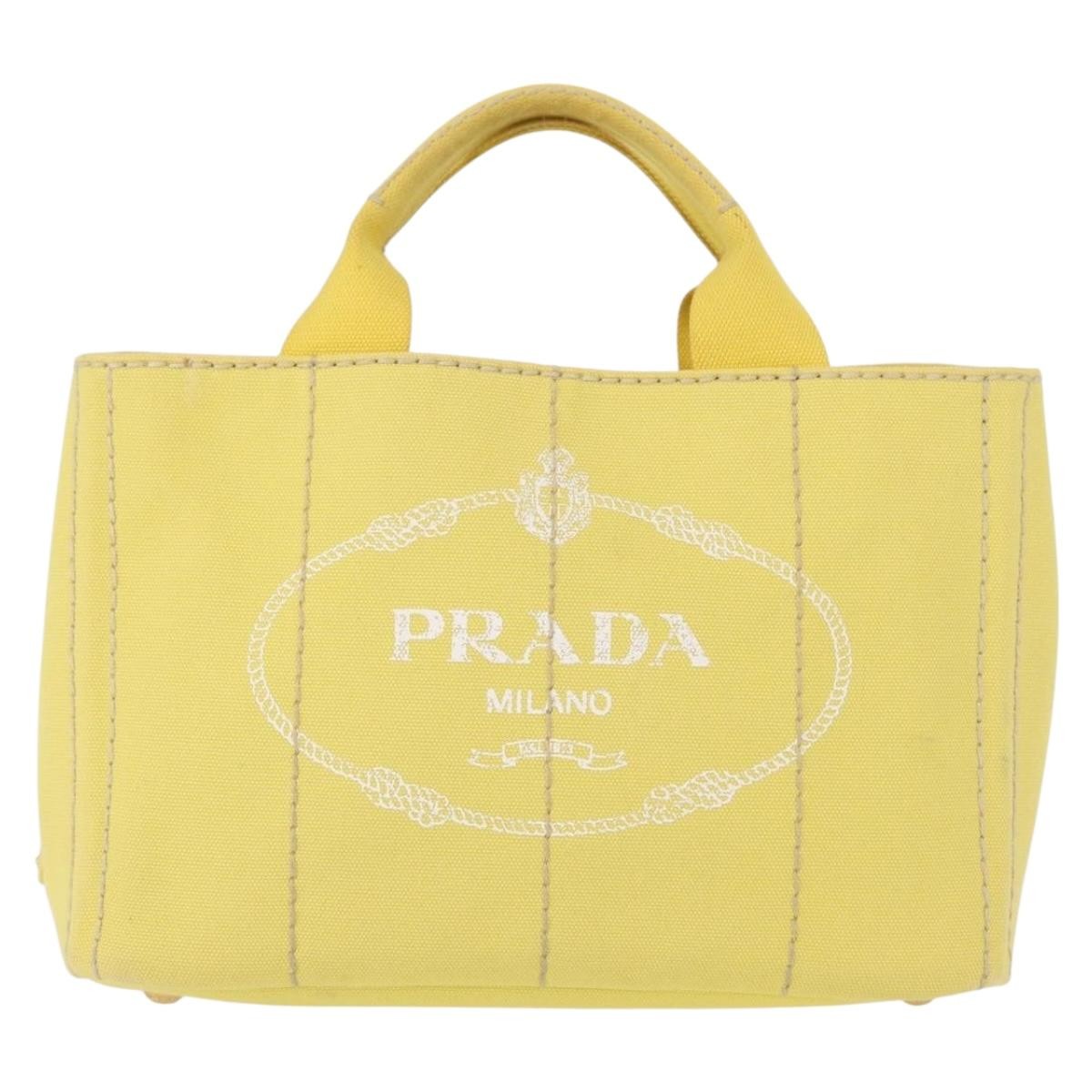 Prada Canapa Convertible Tote Canvas Gold Canvas Tote Bag Bag (Authentic Pre-Loved)