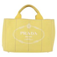 Prada Canapa Convertible Tote Canvas Gold Canvas Tote Bag Bag (Authentic Pre-Loved)