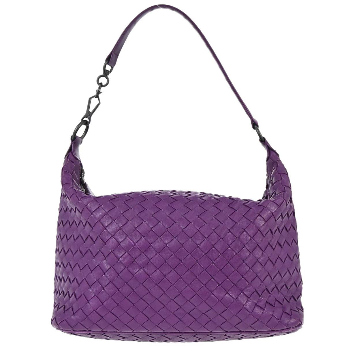 Bottega Veneta Zip Hobo Intrecciato Nappa Purple Leather Handbag (Pre-Loved)