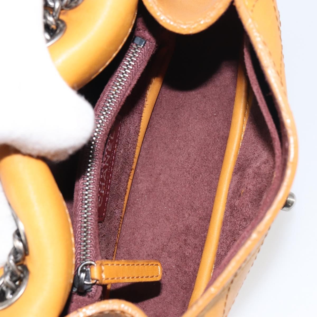 Chanel Chain Flap Bag Quilted Leather Orange Leather Shoulder Bag Bag (Pre-Loved)