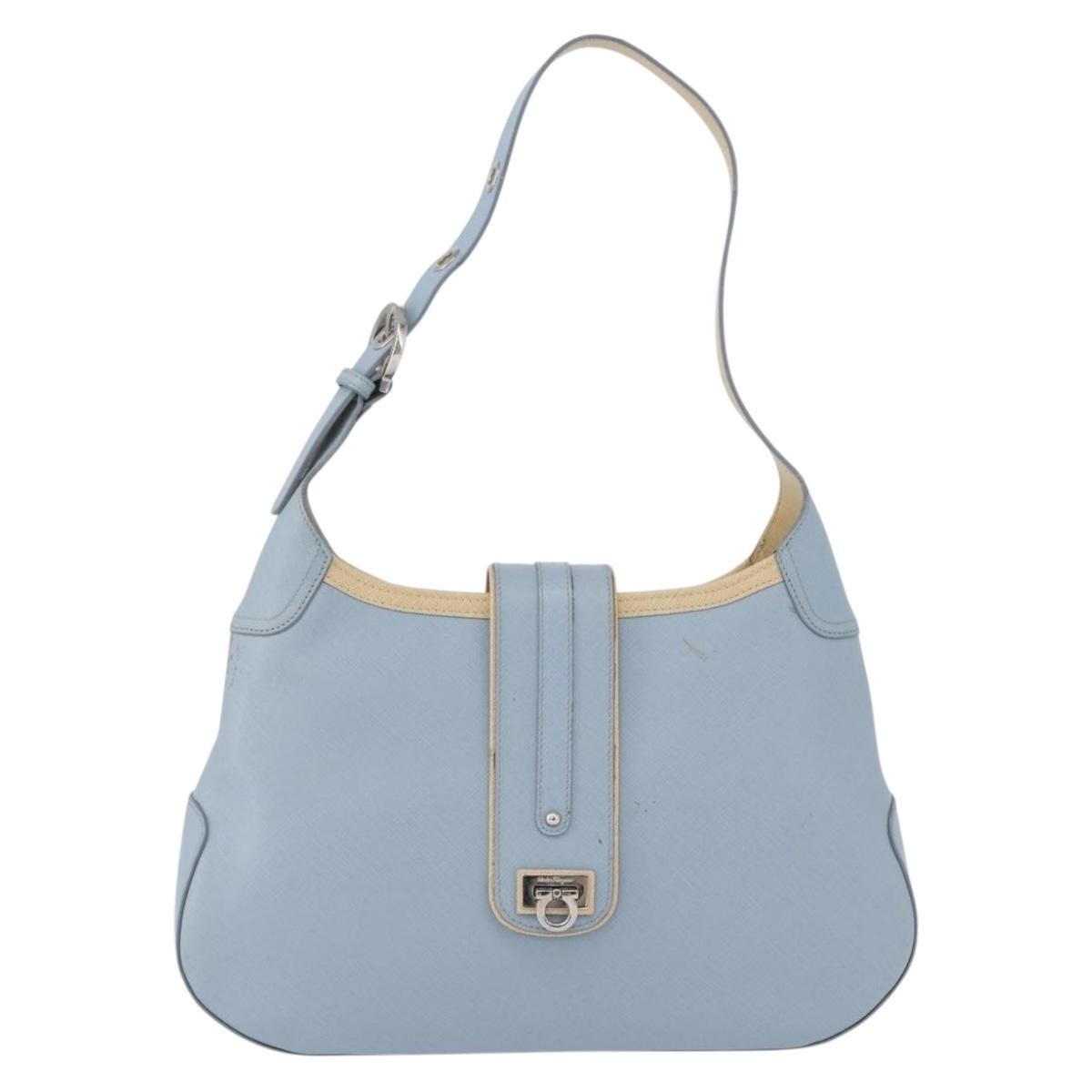 Salvatore Ferragamo Gancini Shoulder Bag Leather Blue Leather Shoulder Bag Bag (Authentic Pre-Loved)