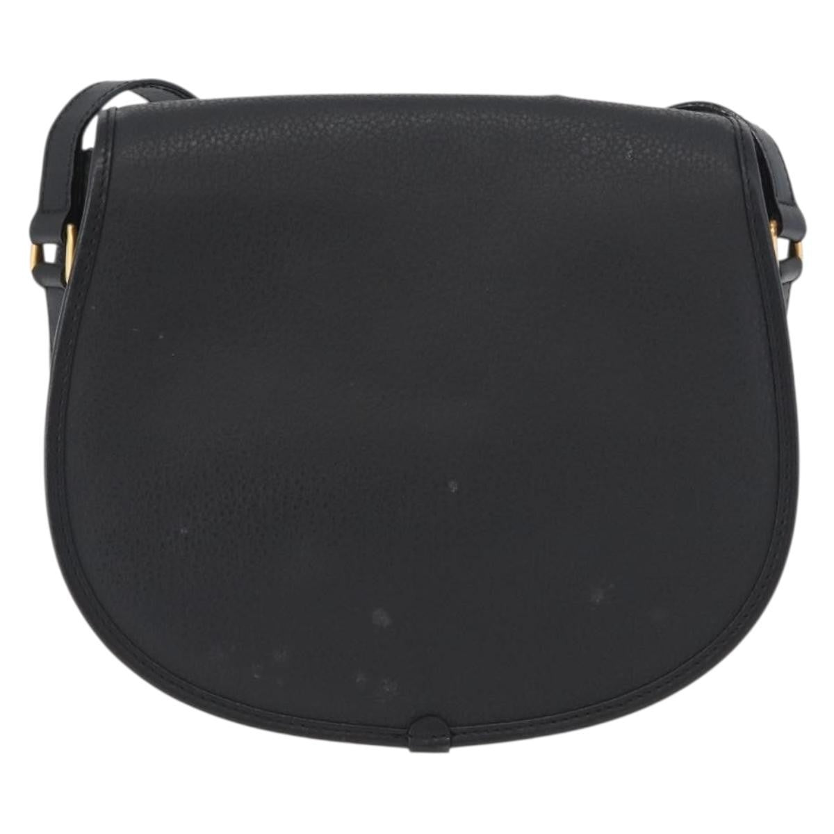 Gucci Vintage Shoulder Bag Leather Black Leather Shoulder Bag Bag (Authentic Pre-Loved)