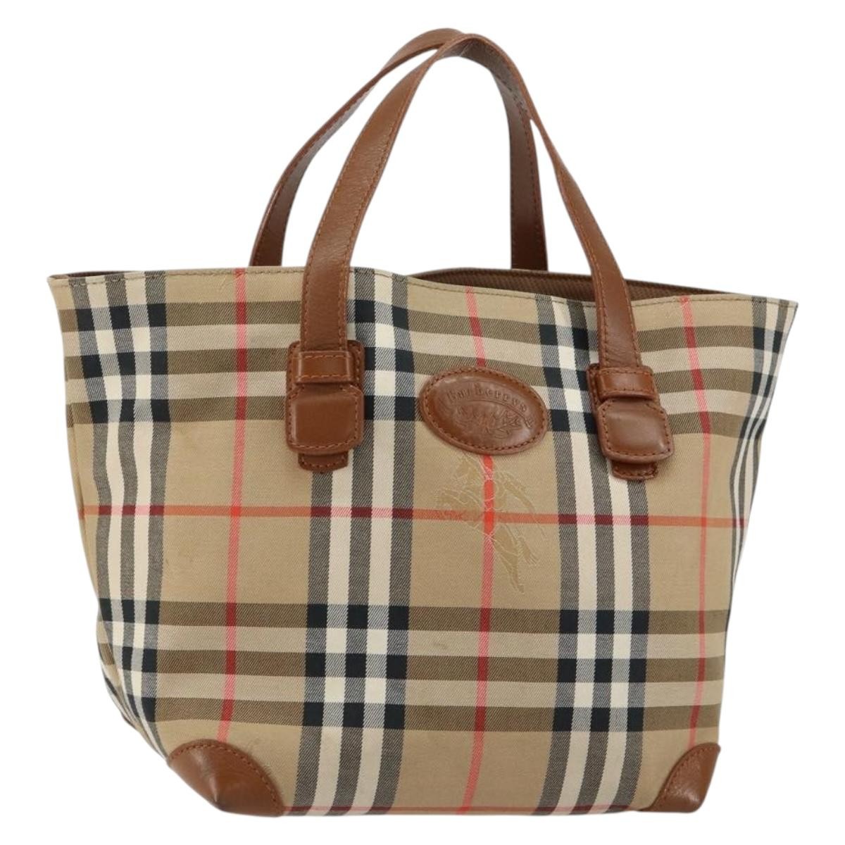 Burberry Vintage Tote Vintage Check Coated Canvas Beige Canvas Tote Bag Bag (Pre-Loved)