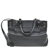 Salvatore Ferragamo Gancini Tote Leather Black Leather Tote Bag Bag (Authentic Pre-Loved)
