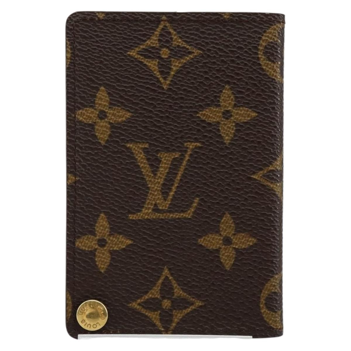 Louis Vuitton Porte Cartes Pression Card Case Monogram Canvas Brown Canvas Card Holders Accessory (Authentic Pre-Loved)
