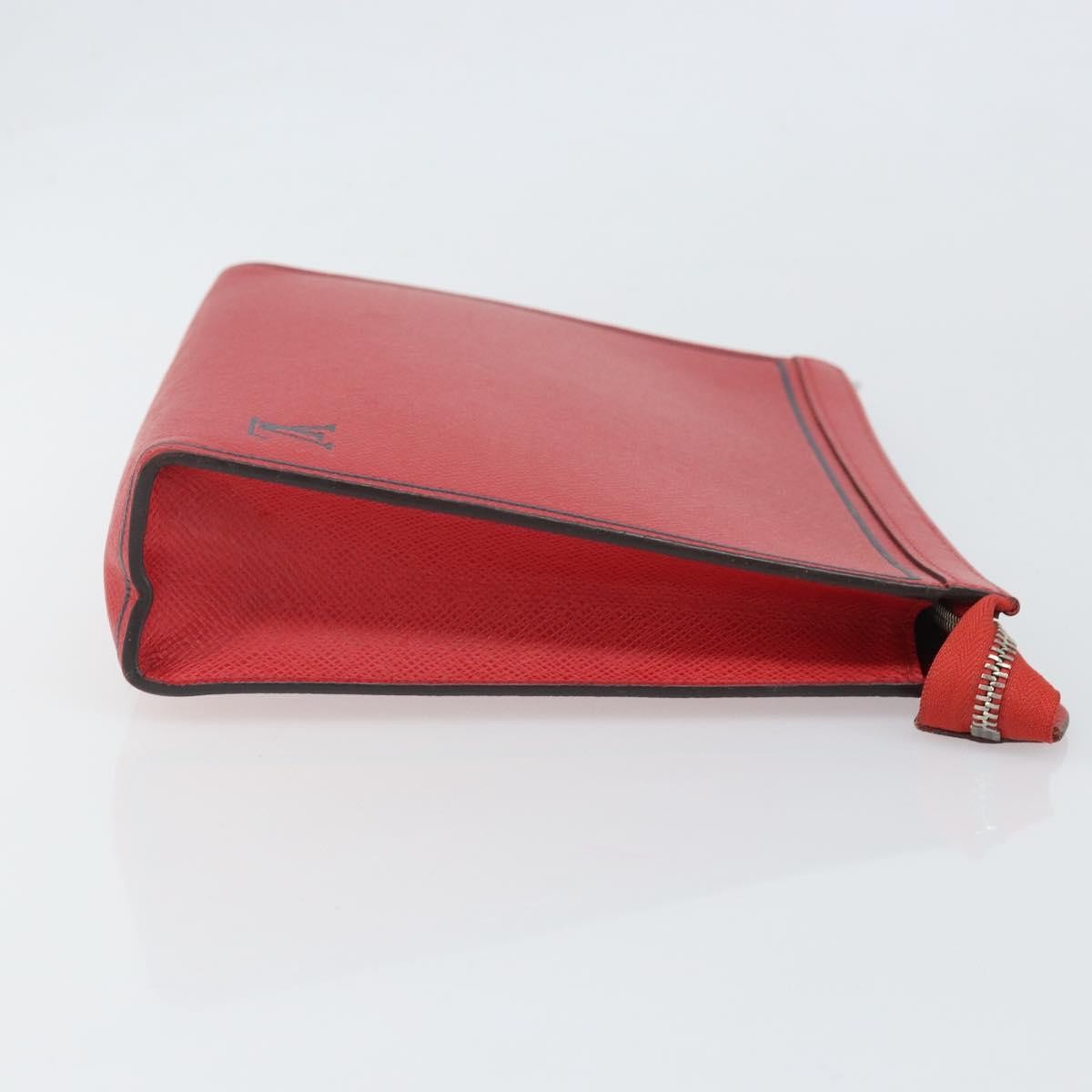 Louis Vuitton Pochette Voyage Taiga Leather Red Leather Clutche & Pouche Bag (Authentic Pre-Loved)
