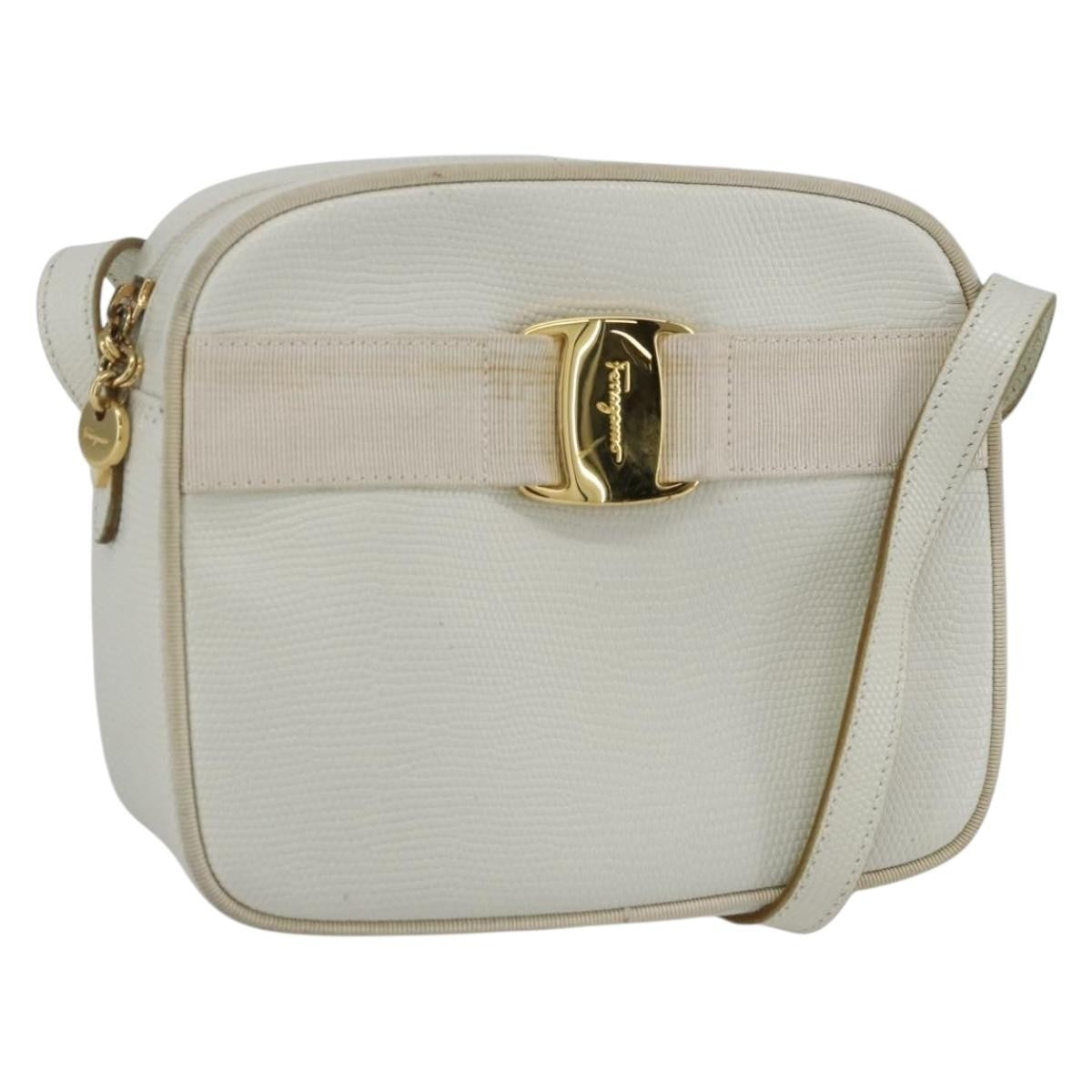 Salvatore Ferragamo Vala Shoulder Bag Leather White Leather Shoulder Bag Bag (Pre-Loved)