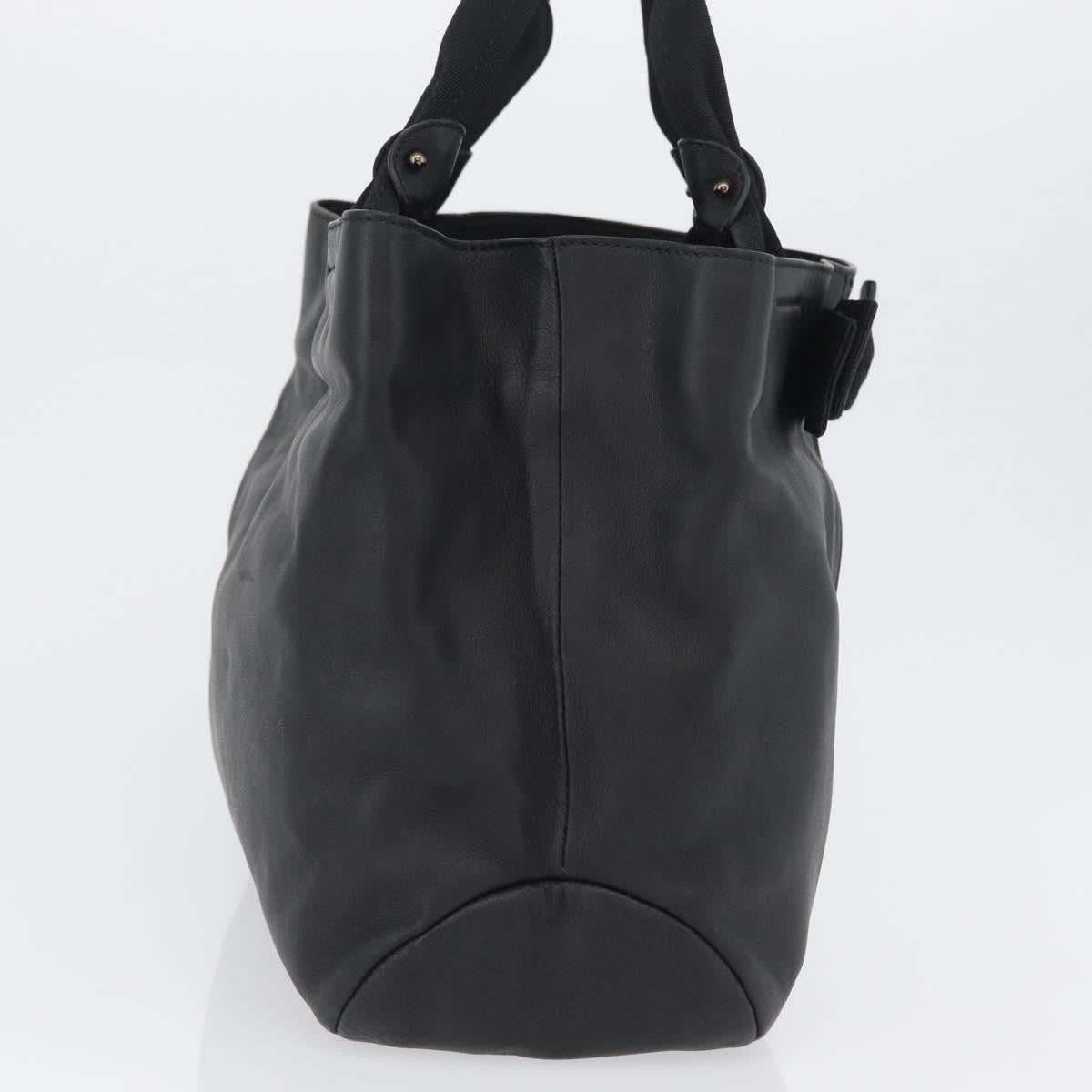 Salvatore Ferragamo Vala Tote Leather Black Leather Tote Bag Bag (Authentic Pre-Loved)