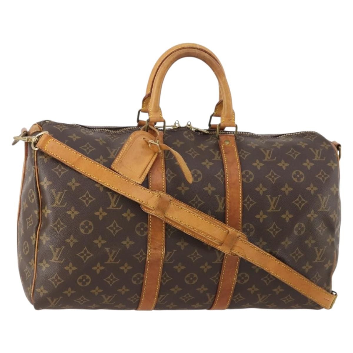 Louis Vuitton Keepall Bandouliere Bag Monogram Canvas Brown Canvas Travel Bag Bag (Pre-Loved)