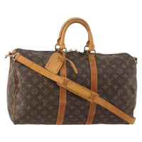 Louis Vuitton Keepall Bandouliere Bag Monogram Canvas Brown Canvas Travel Bag Bag (Pre-Loved)