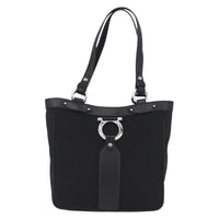 Salvatore Ferragamo Vintage Tote Bag Canvas Black Canvas Tote Bag Bag (Authentic Pre-Loved)