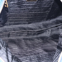 Prada Chain Shoulder Bag Quilted Tessuto Blue Nylon Shoulder Bag Bag (Pre-Loved)