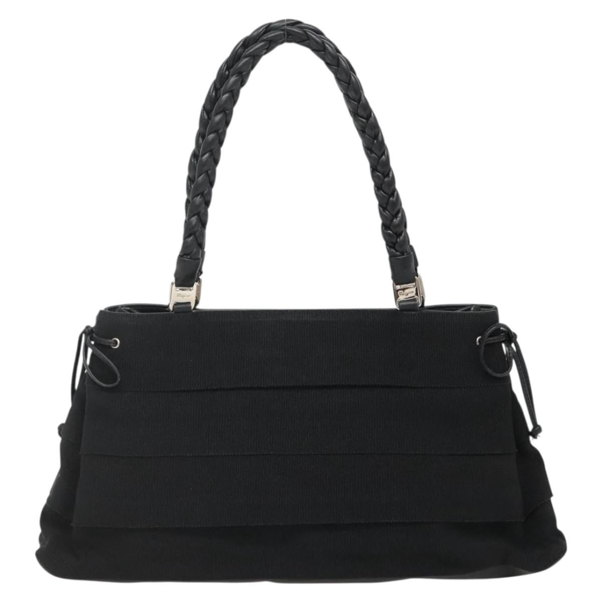 Salvatore Ferragamo Vala Tote Canvas Black Canvas Tote Bag Bag (Pre-Loved)
