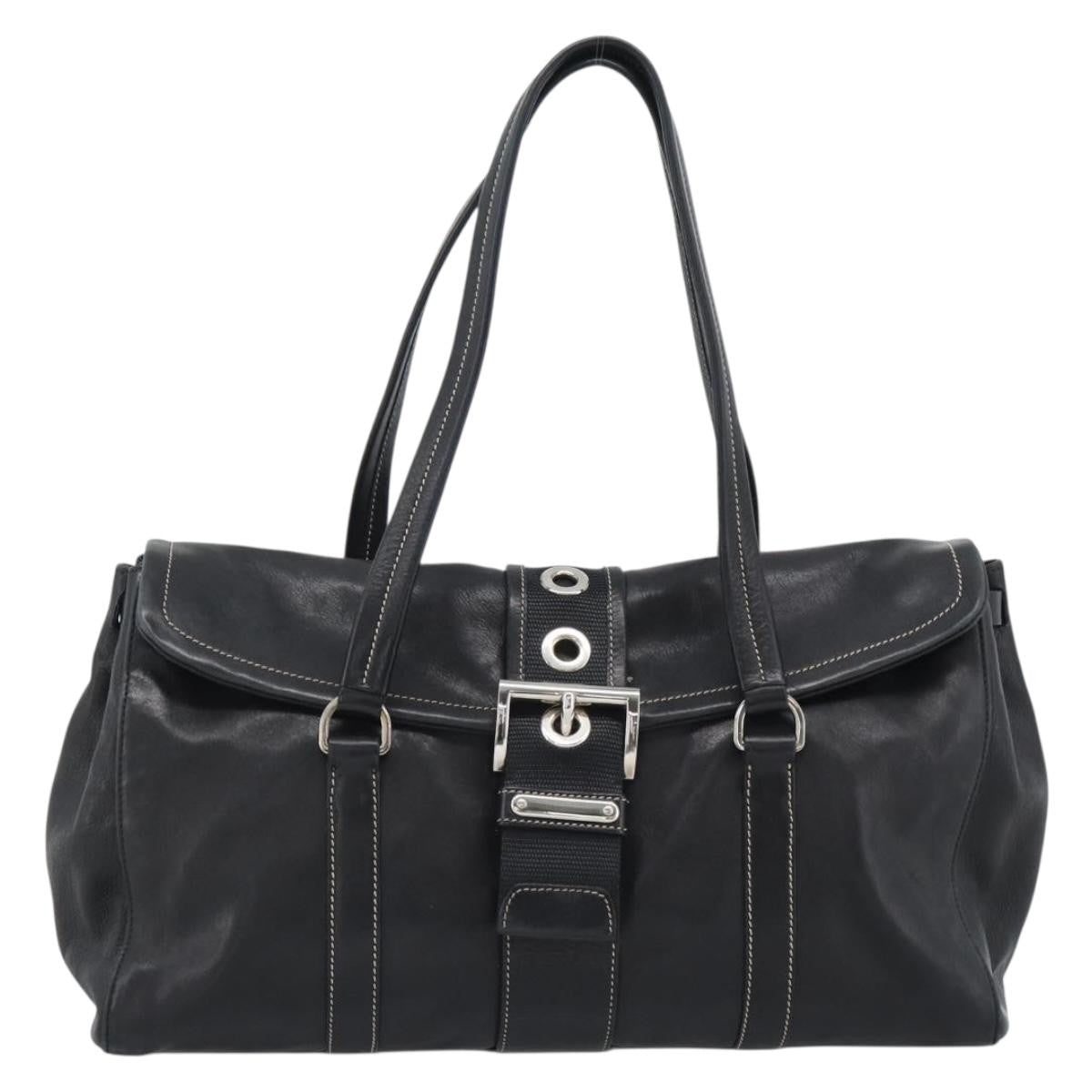 Prada Prada Convertible Shopping Tote Saffiano Leather Saffiano Leather Black Leather Tote Bag Bag (Authentic Pre-Loved)