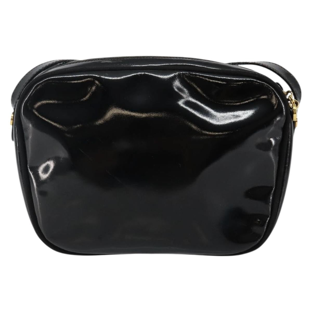 Salvatore Ferragamo Vala Shoulder Bag Patent Leather Black Patent_Leather Bag (Authentic Pre-Loved)
