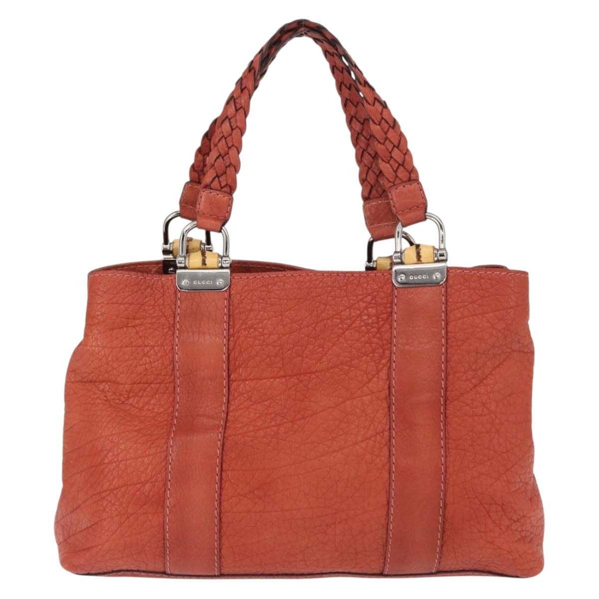 Gucci Vintage Bamboo Handle Bag Leather Red Leather Handbag (Authentic Pre-Loved)