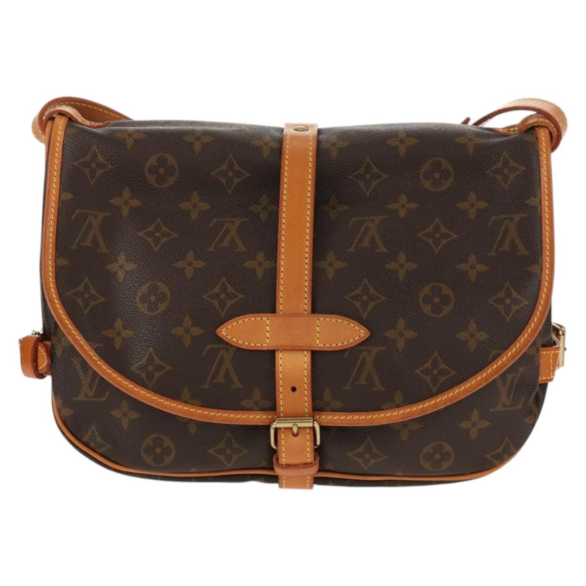 Louis Vuitton Saumur Handbag Monogram Canvas Brown Canvas Shoulder Bag Bag (Pre-Loved)