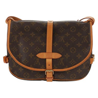 Louis Vuitton Saumur Handbag Monogram Canvas Brown Canvas Shoulder Bag Bag (Pre-Loved)