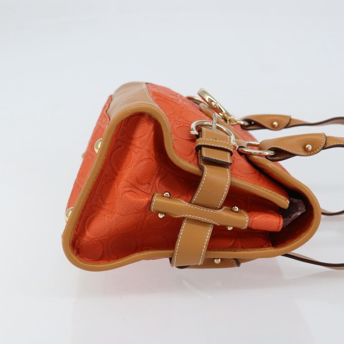 Salvatore Ferragamo Gancini Shoulder Bag Canvas Orange Pvc Shoulder Bag Bag (Authentic Pre-Loved)