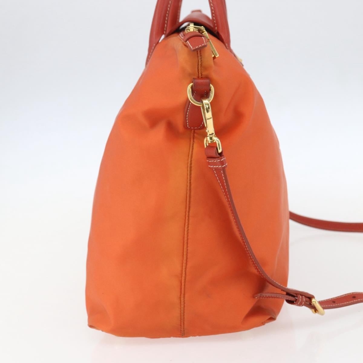 Prada Convertible Flap Tote Tessuto And Saffiano Leather Orange Nylon Tote Bag Bag (Authentic Pre-Loved)