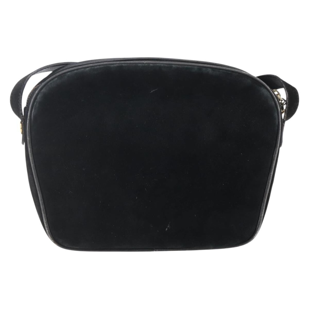 Salvatore Ferragamo Gancini Shoulder Bag Suede Black Suede Shoulder Bag Bag (Pre-Loved)