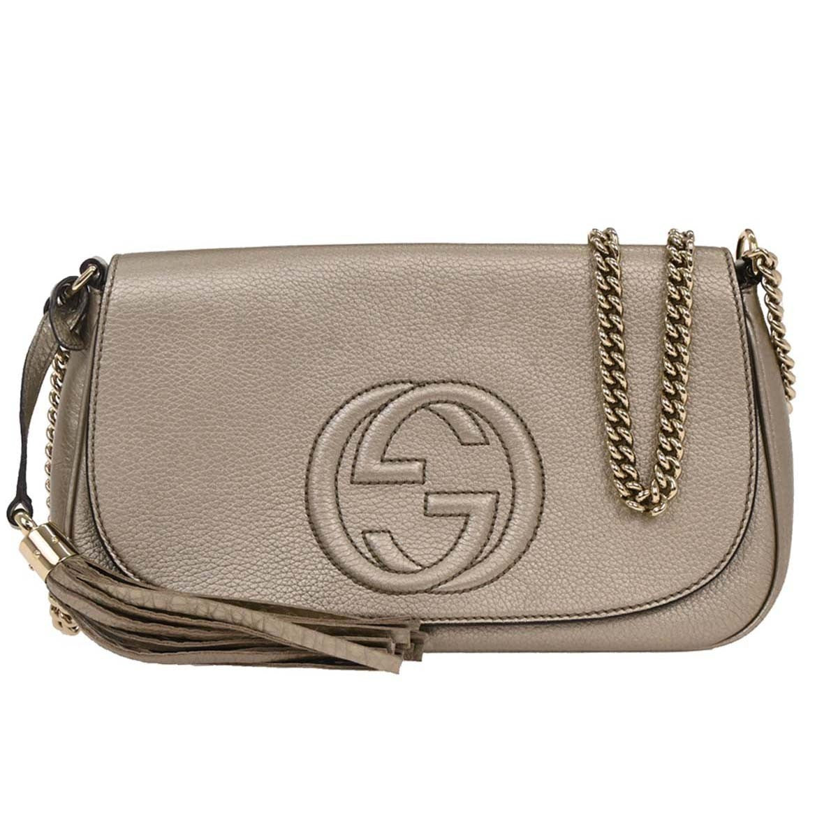 Gucci Soho Chain Crossbody Bag Leather Gold Leather Shoulder Bag Bag (Authentic Pre-Loved)