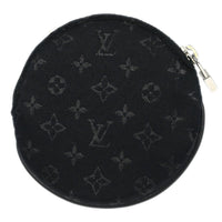 Louis Vuitton Round Coin Purse Limited Edition Monogram Silk Black Leather Wallets Accessory (Authentic Pre-Loved)