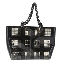 Chanel Coco Window Tote Printed Vinyl Black Plastic Tote Bag Bag (Authentic Pre-Loved)