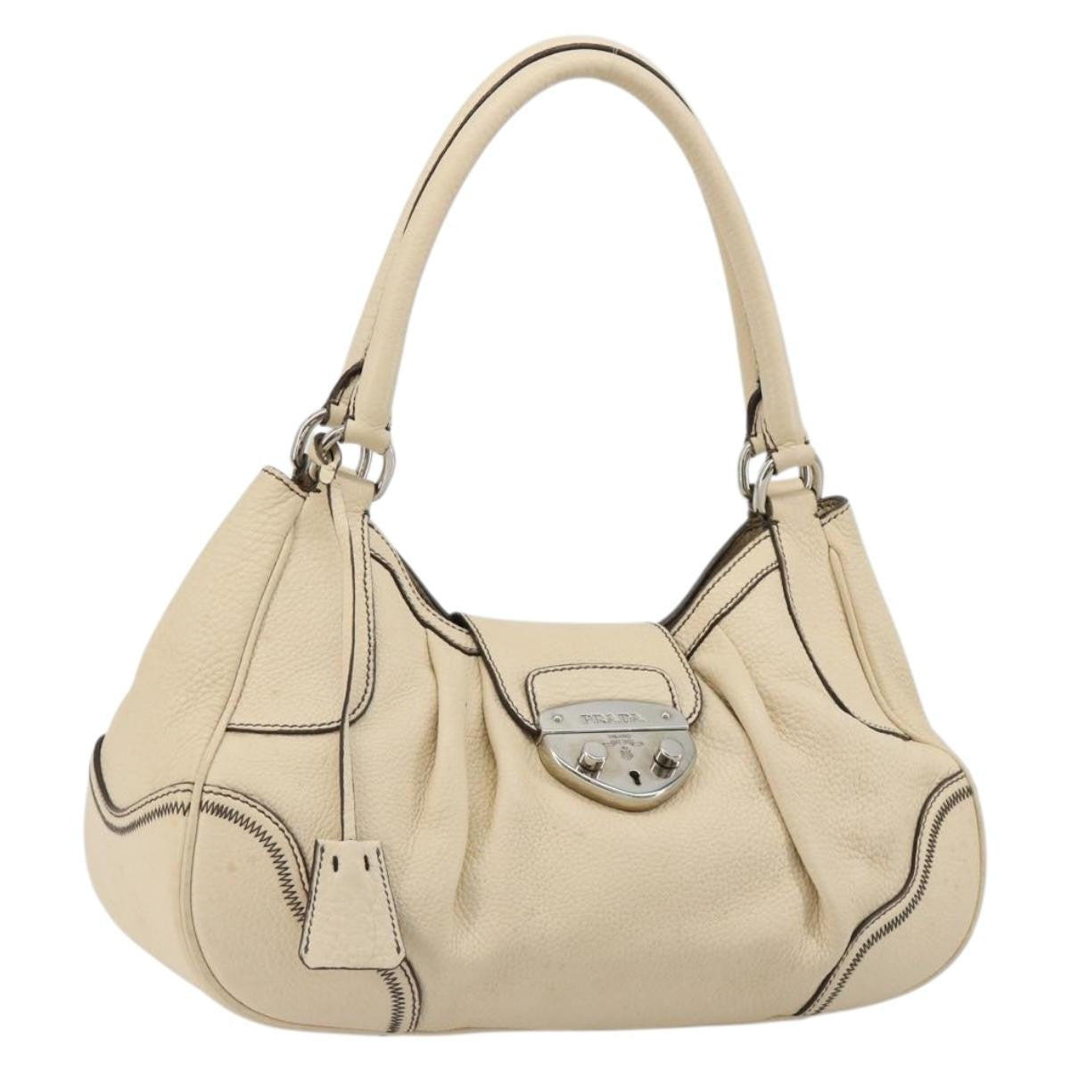 Prada Vintage Handbag Leather White Leather Handbag (Pre-Loved)