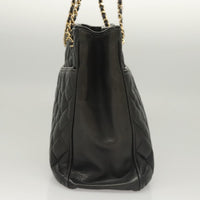 Chanel Chain Shoulder Bag Leather Black Leather Shoulder Bag Bag (Pre-Loved)